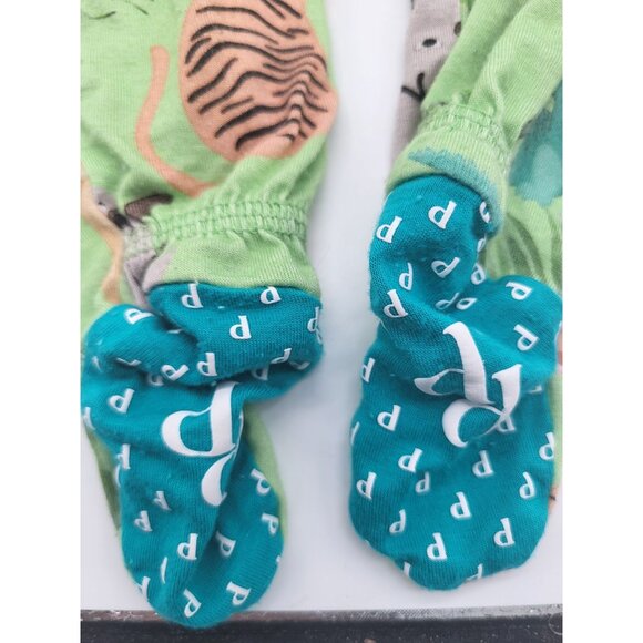 POSH PEANUT Wildlife Green One Piece Footie Sleeper Safari Limited Edition 3-6M - Picture 7 of 8